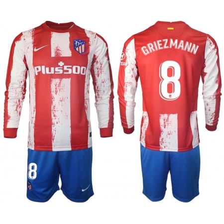 Fußballtrikots Atlético Madrid GRIEZMANN 8 Kinder 2021-2022 Langarm Heimtrikotsatz kaufen